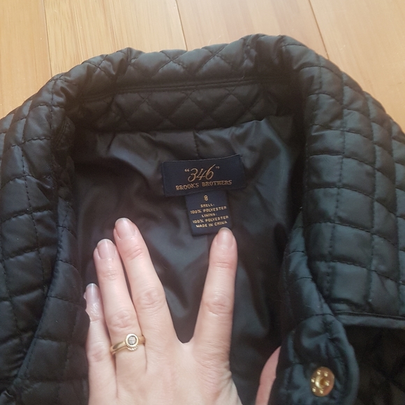 Brooks brothers black quilted jacket size 8, fits like a medium. - Picture 2 of 3